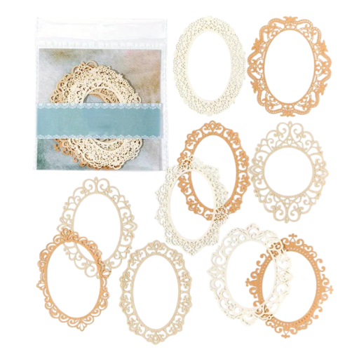 Vintage koronkowy papier owalne ramki 10 sztuk dekoracyjny wycinany papier do scrapbookingu dziennika DIY tworzenia