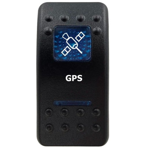 Vippende kontakt enkeltpolig vandtæt 12 V Blå LED baggrundsbelysning GPS Sort kontakt Til bil offroad og båd kontrol af GPS navigation og locator