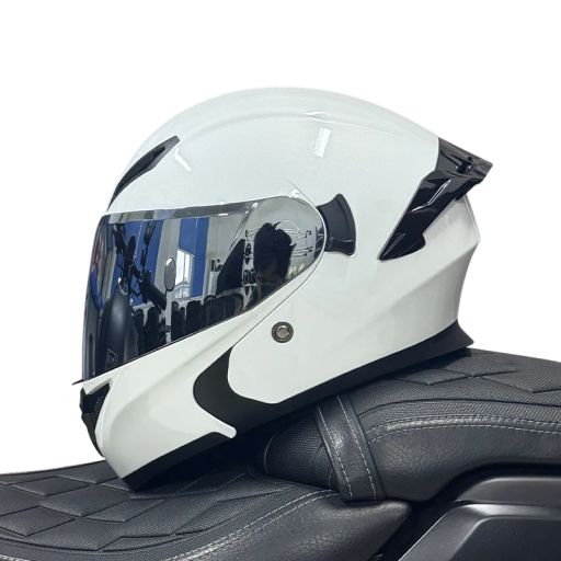 Vippende motorcykelhjelm med dobbelt solskærm 30 x 25 x 25 cm ABS skal integreret med spoiler til scooter og ATV