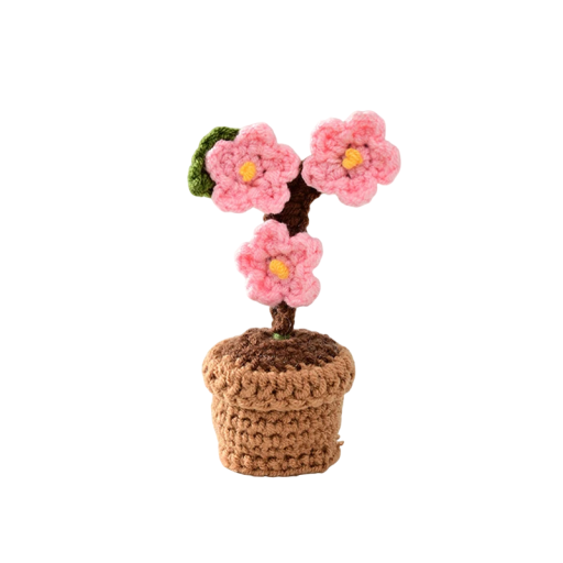 Virkat växt i kruka dekorativ mini blomma 12x4cm mjölkig bomull borddekoration för hemmet kontor interiör