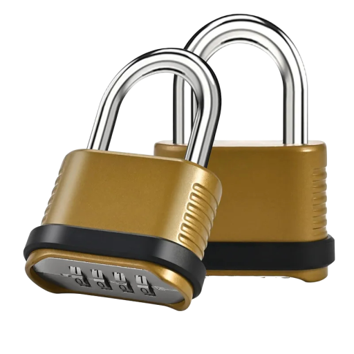 Visací zámek s číselným kódem 72 × 56 × 40 mm 4místný kombinační zámek zlatý černý na kufr batoh skříňku