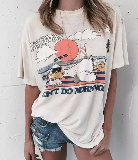 Vit T-shirt för kvinnor med tryck A1235