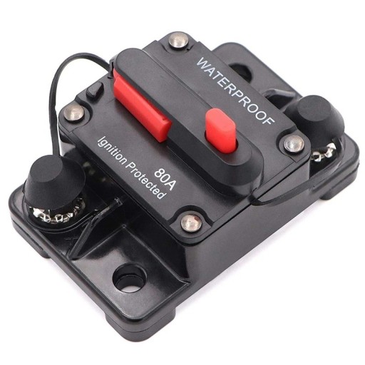 Vízálló biztosíték 80 A visszaállítható 7,4 x 4,9 x 4,4 cm Manuális visszaállítás Autó audio és hajó áramkör védelme rövidzárlat és túlterhelés ellen