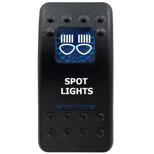 Vízálló Egypólusú Kapcsoló 12V Kék LED Világítással Fekete Kapcsoló SPOT LIGHTS Autóhoz, Hajóhoz, SUV-hoz és Off-road Járművekhez