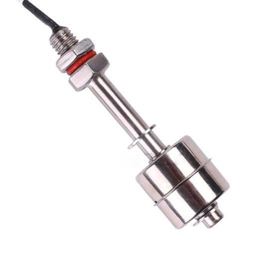 Vízszintszabályozó úszókapcsoló rozsdamentes acél 150 mm hosszú M10 menettel, AC/DC 220V, 1.2A, 350 mm kábel, tartályokhoz és szivattyúkhoz, ezüst