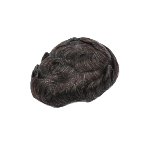 Vlnité tupé pánská vlasová náhrada 0,12–0,14 mm Tenká neviditelná kožní báze 15,2 x 22,9 cm Pravé vlasy Hustota 130 % Hnědá s 20 % šedé