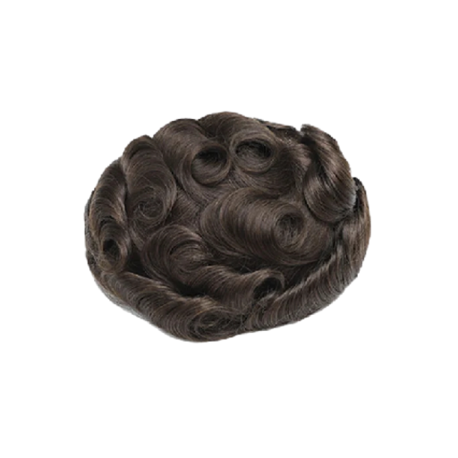 Vlnité tupé vlasová náhrada pro muže 0,12–0,14 mm Tenká neviditelná kožní báze 17,8 x 22,9 cm Pravé lidské vlasy Hustota 130 % Hnědá barva