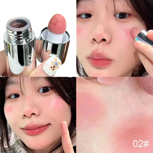 Vloeibare blush in stickvorm met sponsapplicator Multifunctionele crèmige blush voor wangen en lippen Zachte textuur Gemakkelijke applicatie