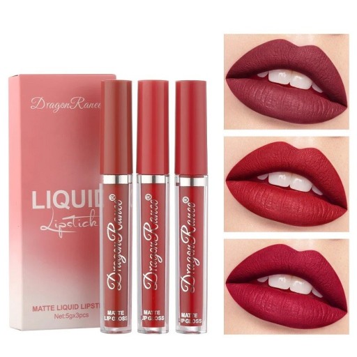 Vloeibare lippenstiftset Ultra matte waterdichte lippenstift Langdurige lippenstift 3 stuks