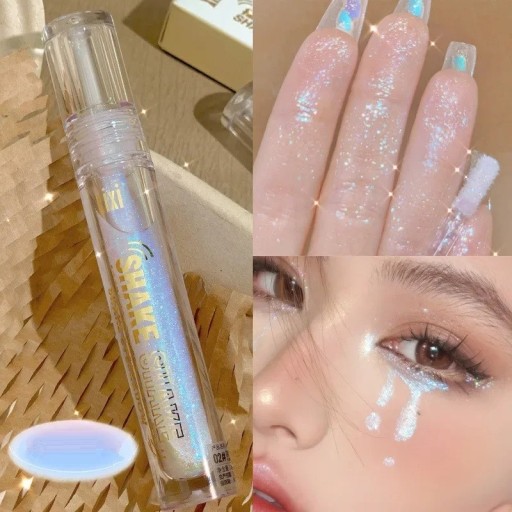 Vloeibare waterdichte highlighter, langdurige vloeibare glitteroogschaduw, glanzende en verhelderende gezichtshighlighter
