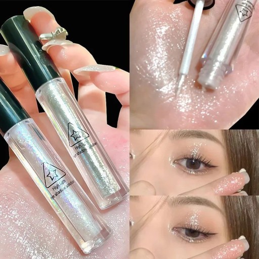 Vloeibare waterdichte highlighter, langdurige vloeibare glitteroogschaduw, glanzende en verhelderende gezichtshighlighter