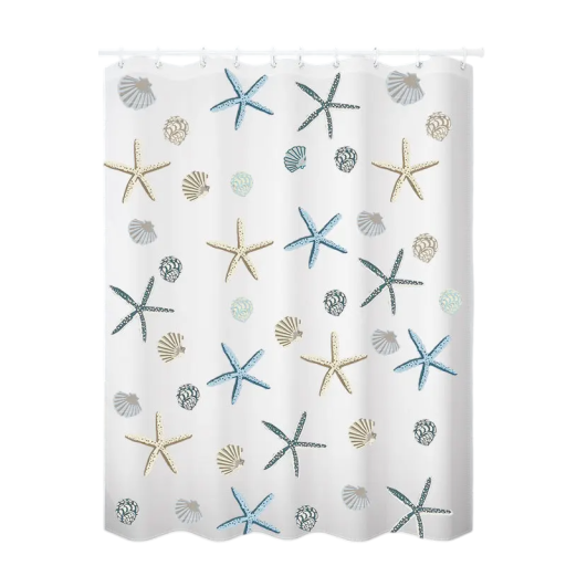 Voděodolný sprchový závěs 180x180 cm Design mořské mušle Koupelnový závěs proti plísním Ultra hladký povrch 12 háčků Nerezové průchodky