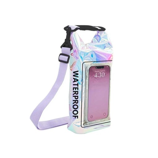 Vodeodolný suchý batoh 2l PVC 34,5×13,5×7,5 cm s dotykovou obrazovkou na mobil na plávanie, kajak, rafting, trekking, surfing a lodné športy