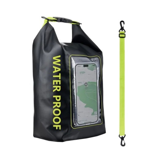 Voděodolný suchý batoh 5l PVC 40×20×12,7 cm s dotykovou kapsou na mobil pro plavání, kajak, rafting, trekking, surf a vodní outdoor sporty