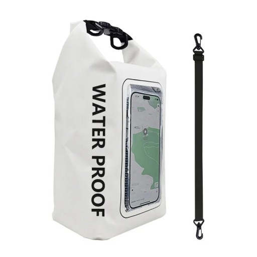 Vodeodolný suchý batoh 5l PVC 40×20×12,7 cm s dotykovým vreckom na mobil na plávanie, kajak, rafting, trekking, surf a vodné outdoor športy