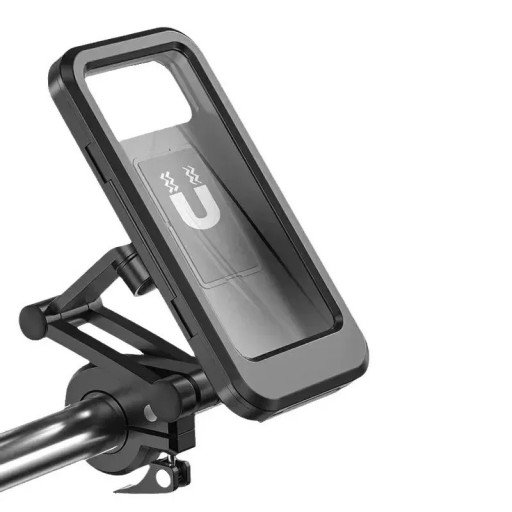 Vodotěsný magnetický držák telefonu na motocykl a kolo 360° otočný univerzální držák na řídítka s pouzdrem do deště a montážní sadou