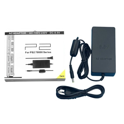 Voedingsadapter AC 100–240V DC 8,5V 5,6A voor PS2 Slim 70000 Vervangende voeding met EU-stekker Overbelasting- en kortsluitbeveiliging Vervangende kabel voor console