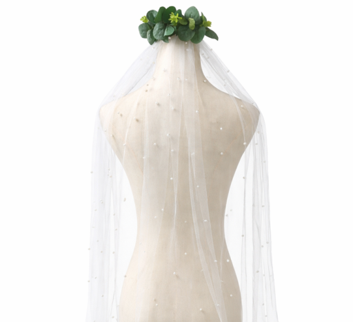 Voile de mariage 250 cm Chapel en tulle simple avec perles et peigne Voile perlé blanc élégant pour la mariée