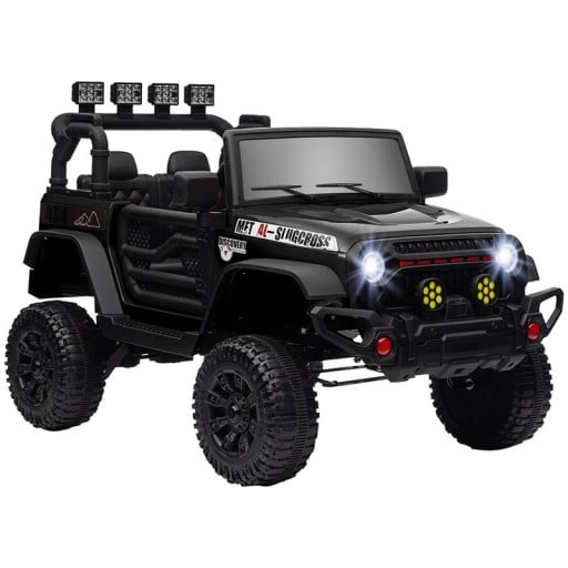 Voiture électrique pour enfants à partir de 3 ans jeep tout-terrain 4x4, 12V avec télécommande, rampe LED, klaxon, musique, 100x63x65 cm, plastique PP et acier