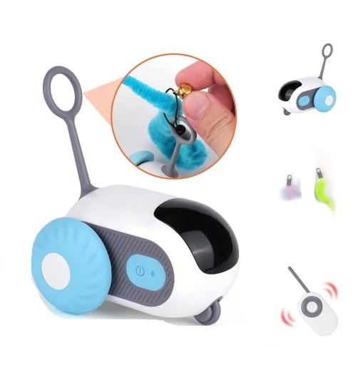 Voiture interactive pour chats et chiens télécommandée 2 modes avec mouvement automatique Œillet pour jouets Jouet d'entraînement de chasse