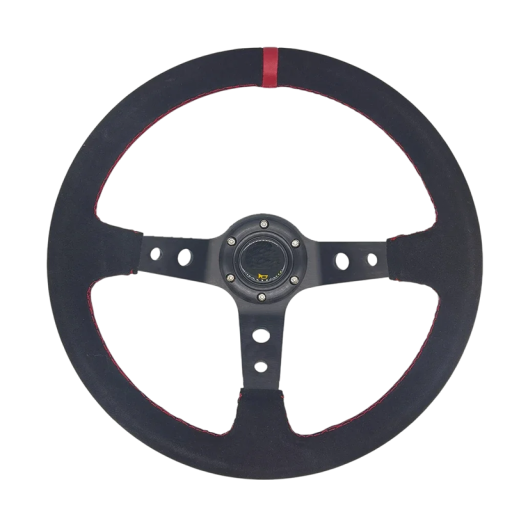 Volante de competición universal de 35 cm Volante deportivo de ante para coche Rally Drift Tuning Agarre cómodo Accesorio deportivo