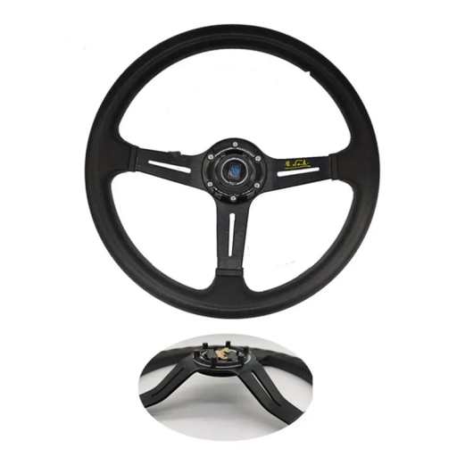 Volante Nardi 14 polegadas ND para corridas de automóveis 35 cm em pele PU com costura preta Volante desportivo para tuning de automóveis acessório de interior