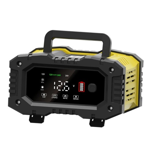 Vollautomatisches Autobatterieladegerät 12V 24V 10A 5A Pulsreparatur AGM Gel Nassbatterien Intelligente 7-Segment-LED-Anzeige