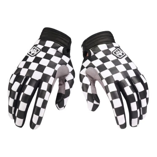 Vollfingerhandschuhe mit kariertem Muster über die gesamte Fläche mit geripptem Bündchen und verstärktem Daumen für Motocross und Radfahren