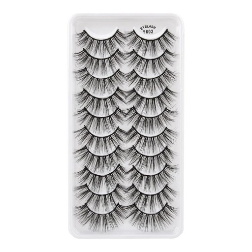 Voluminöse falsche Wimpern, 10 Paar falsche 3D-Kleber, schwarze Wimpern, Wimpernverlängerungs-Set