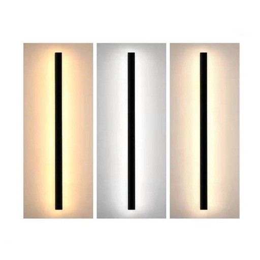 Vonkajšia LED nástenná lampa lineárna 80 cm 24 W stmievateľná s nastaviteľnou farbou svetla čierna vodotesná pre fasádu vchod i terasu