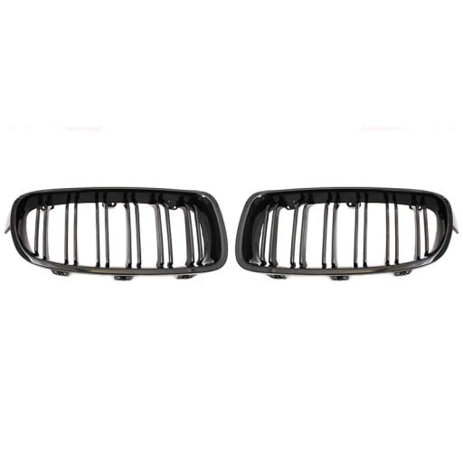 Vordere Maske für BMW F30 F31 F35 2012–2018 Glänzend Schwarz Doppelleiste Kühlergrill Stilvolle vordere Maske ABS Fahrzeugzubehör