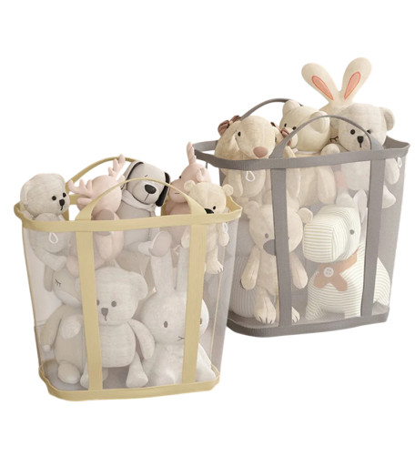 Vouwbare netten wasmand 37 x 35 x 22 cm textiele hangende opbergmand voor was in de badkamer