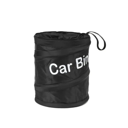 Vouwbare prullenbak voor auto met ophanglus 20 x 16 cm textiel zwarte organizer voor interieur van de auto