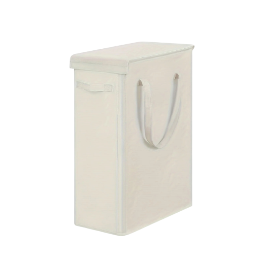 Vouwbare wasmand 60 l met deksel en handvatten 65 x 41 x 22 cm textiele opbergmand voor wasgoed in de badkamer en wasruimte