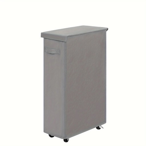 Vouwbare wasmand op wielen met deksel en handgrepen textiele opbergmand voor wasgoed voor badkamer en wasruimte