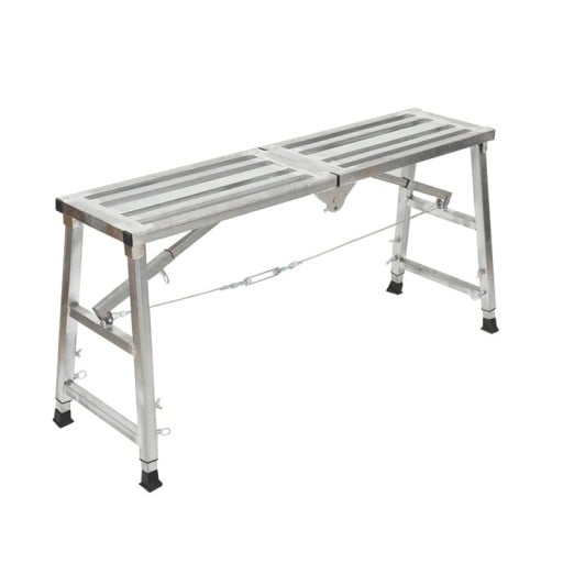 Vouwbare werkplatform hoogte verstelbaar 60–90 cm, draagvermogen 200 kg, aluminiumlegering, zilver, voor schilderen en reparaties