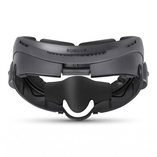 VR headsethez készült arcrész, állítható látómezővel, párnázott kerettel, orrkényszerítővel és szellőzőnyílásokkal, sötétszürke színben