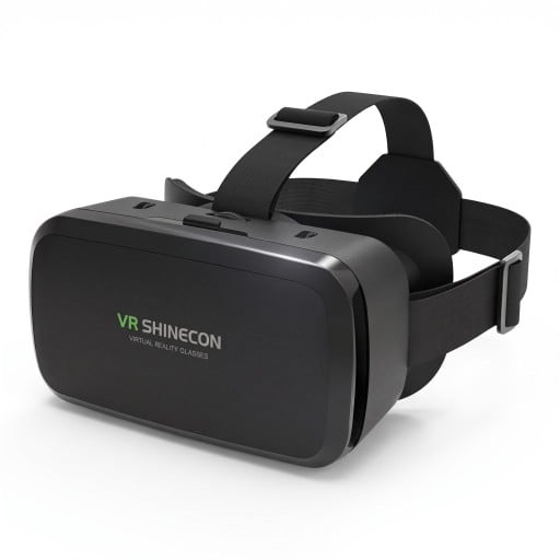 VR-lasit 100 x 185 x 133 mm mobiilille, jonka näyttö on enintään 6 tuumaa, 3D-headset säädettävällä hihnalla mustana ilman kaukosäädintä