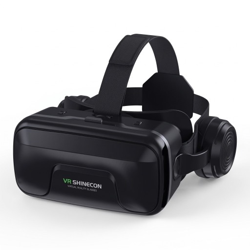 VR szemüveg fejhallgatóval mobilhoz 6 hüvelykig terjedő kijelzővel 3D headset állítható pánttal fekete színben távirányító nélkül