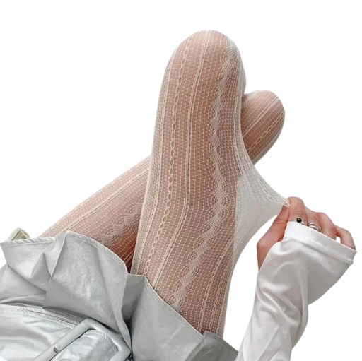 Vrouwen doorschijnende kousen met delicate patroon visnet elegante kousen sexy kousen voor feestjurken kostuum nachtkleding mode