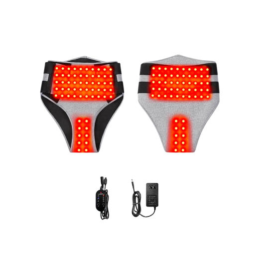 Vyhřívací pás na břicho a bedra s červeným světlem 162 LED se třemi teplotami 45 až 65 °C a časovačem šedočerný na menstruační křeče