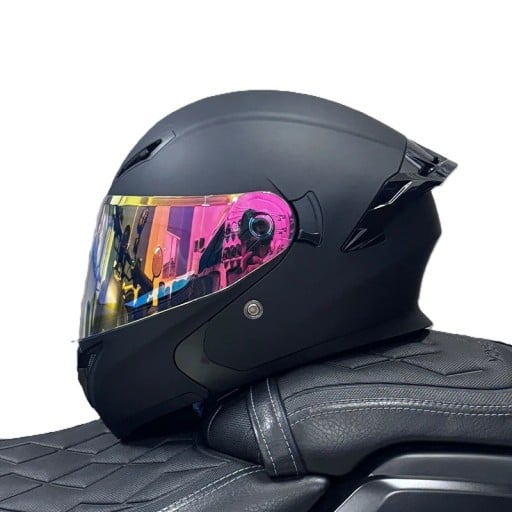Výklopná helma na motorku s dvojitou sluneční clonou 30 x 25 x 25 cm Skořepina z ABS se zrcadlovým hledím a spoilerem pro skútr