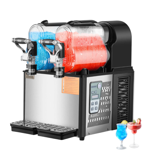 Výrobník ledové tříště 2 x 3 l Dvě nádoby 36 x 51 x 51,5 cm Automatické čištění Jednoduché ovládání Komerční stroj na tříšť Rychlé chlazení