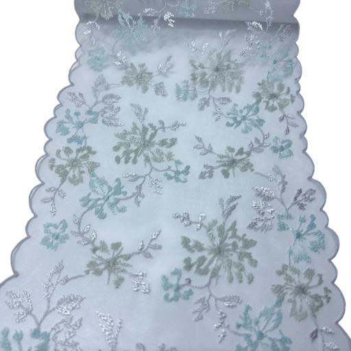 Vyšívaná krajková síťovina 21 cm x 91 cm Polyesterová dekoratívna krajka s rastlinným motívom Ozdobná látka na šitie dekorácií odevov a handmade tvorbu