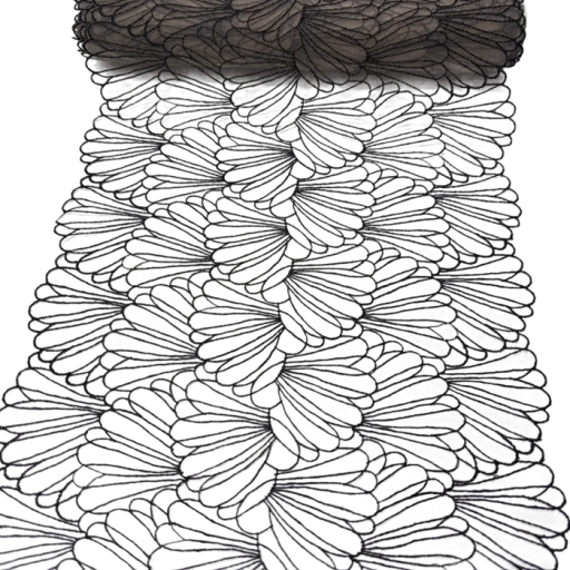 Vyšívaná krajková síťovina 25 x 91 cm Polyesterová krajka s květinovým motivem Dekorativní látka na šití oděvů dekorací DIY