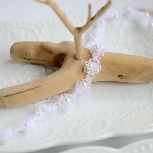 Vyšívaná stuha s korálky 1,5 cm x 91 cm Polyesterová dekorační páska pro zdobení šatů oděvů módních doplňků a svatebních dekorací