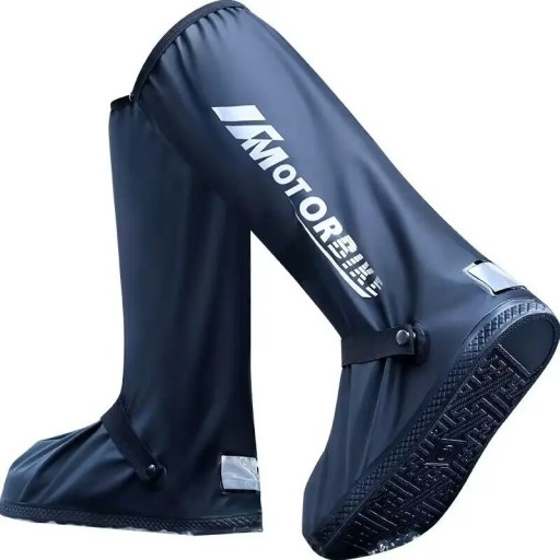 Vysoké cyklistické návleky na topánky do dažďa s reflexnými prvkami vodeodolné protišmykové čierne unisex PVC prevedenie