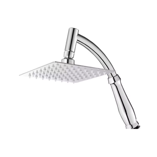 Vysokotlaká dešťová sprchová hlavice 20x20 cm Čtvercová nerezová hlavice s nástěnným zakřiveným prodloužením 29 cm Montáž G 1/2 Koupelna