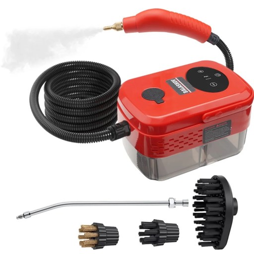 Vysokotlaký parní čistič 1500 W Tlak 3,5 bar Nádrž 1300 ml Pára až 105 °C Šest stupňů páry Dotykový panel Červený Na kuchyň koupelnu i auto