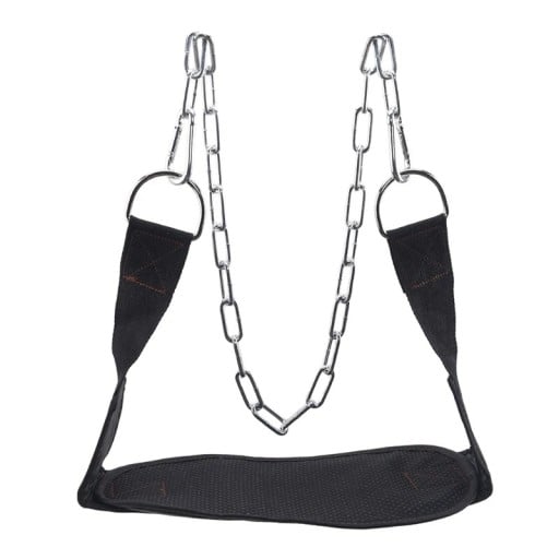Vzpieračský pás s reťazou 170 x 16,5 cm pre posilňovanie s pridanou záťažou, textilný dip belt pre shyby, kliky a kondičný tréning